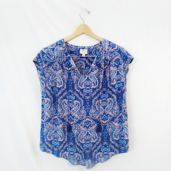 St. John's Bay Tops - St. John's Bay cap sleeve blouse paisley boho